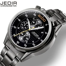 JEDIR светящийся Хронограф Спортивные часы из натуральной кожи ремешок Мужские Роскошные брендовые водонепроницаемые ударные армейские повседневные часы