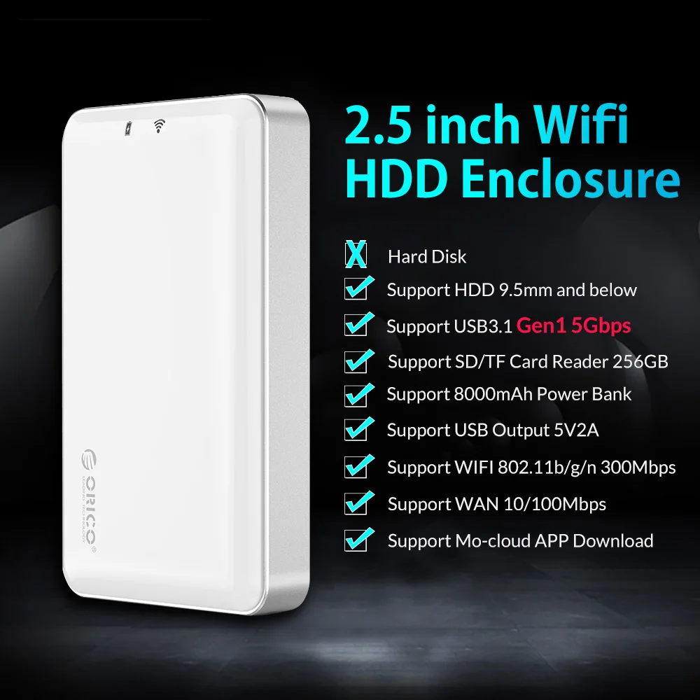 ORICO 2,5 дюймов Wi-Fi, корпус для жесткого диска частные HDD Облачное ...