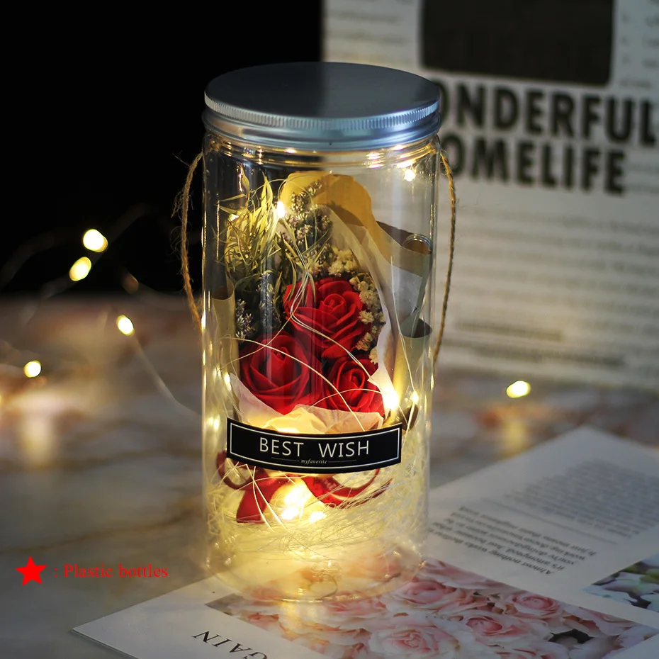 Роза в стеклянном куполе эксклюзивная настоящая вечная бессмертная РОЗА светодиодная лампа День Святого Валентина День рождения Рождество День матери подарок черная Роза - Color: Soapflower Red