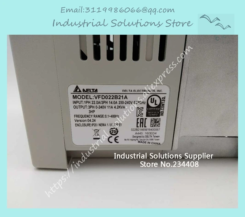 Вход 1ph 220V Выход 3ph общего инвертор VFD022B21A 0~ 240V 11A 0,1~ 400 Гц 2.2KW 3HP