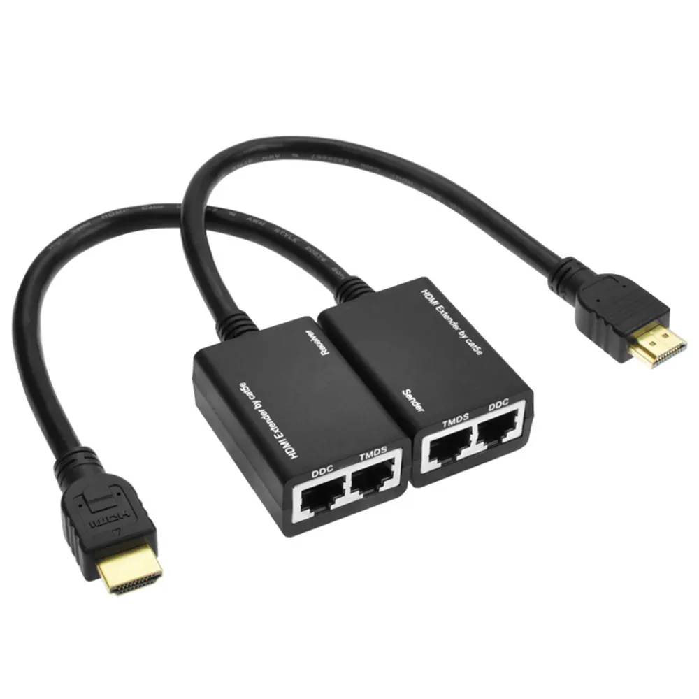 HDMI Extender by Cat5e/6 Cable 30m 1080p 1.65Gbps Sender+Receiver with