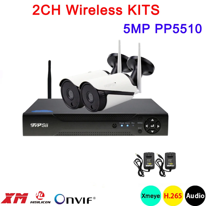 

5MP PP5510 Dahua White 36pcs Infrared ICsee Waterproof H.265+ 15fps 2CH 2 Channel WIFI Wireless IP Camera kits Free Shipping