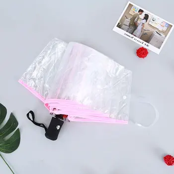 

1pc Transparent Portable Automatic Umbrella Rain and Sun Auto Compact Folding Windproof Style Child-free Umbrella