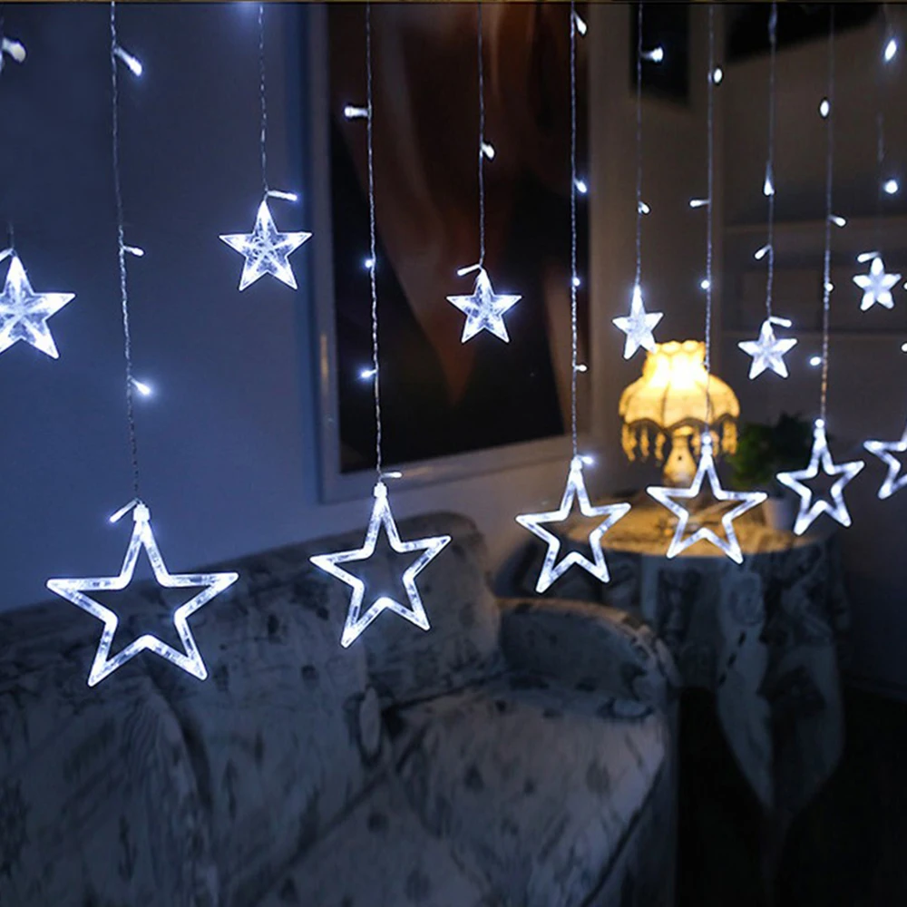 

4M Christmas LED Lights AC 220V Romantic Fairy Star LED Curtain String Lighting For Holiday Wedding Garland Party Decoration