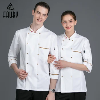 

Anti-static Worsted Chef Jackets Double Breasted Adjustable Long Sleeve Restaurant Bakery Waiter Workwear Kitchen Cook Uniforms