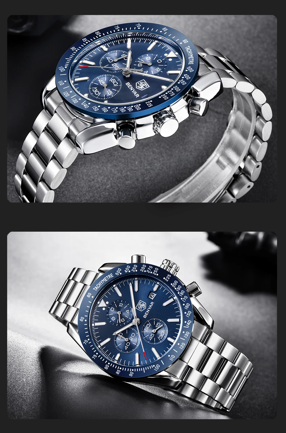 BENYAR для мужчин часы лучший бренд класса люкс силиконовые Бизнес Спорт хронограф кварцевые наручные часы для мужчин часы мужской Relogio Masculino