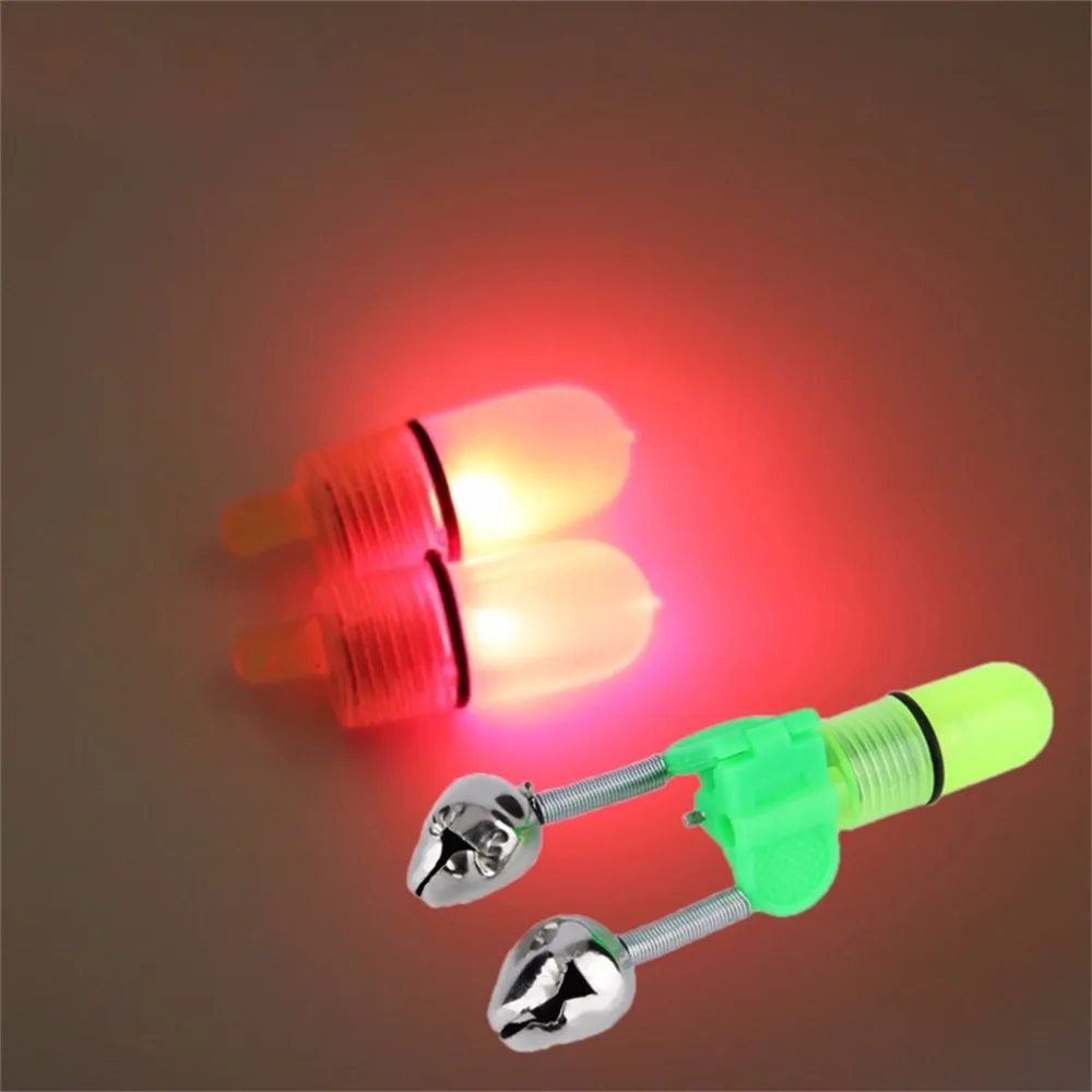 

1 pc Night Fishing Rod Tip Red Light Twin Bells Ring Fish Bite Bait Alarm New