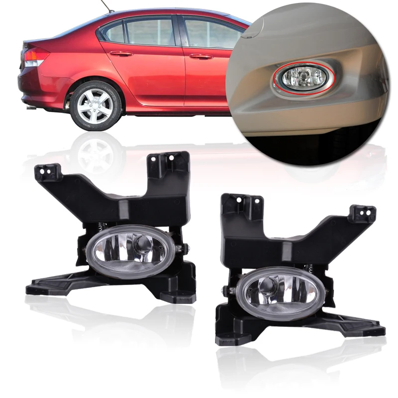 

CAPQX 1Pair Front bumper fog light Glass For HONDA CITY 2009 2010 2011 GM2 GM3 1.5L 1.8L Fog Lamp foglight 33950-TM4-H01