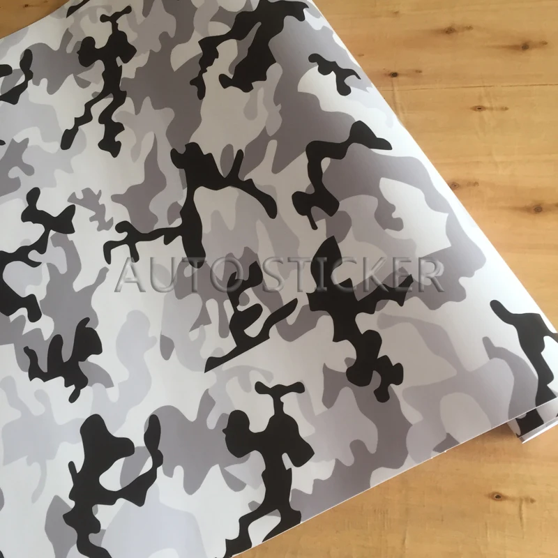 black white snow camo vinyl car wrap 3
