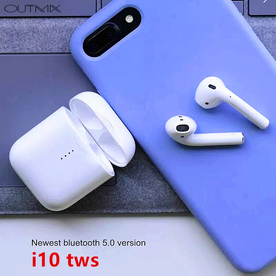 

OUTMIX i10 TWS bluetooth earphone Mini Wireless Touch control Headphones Earbuds Built-in Mic Charging box with lighting port