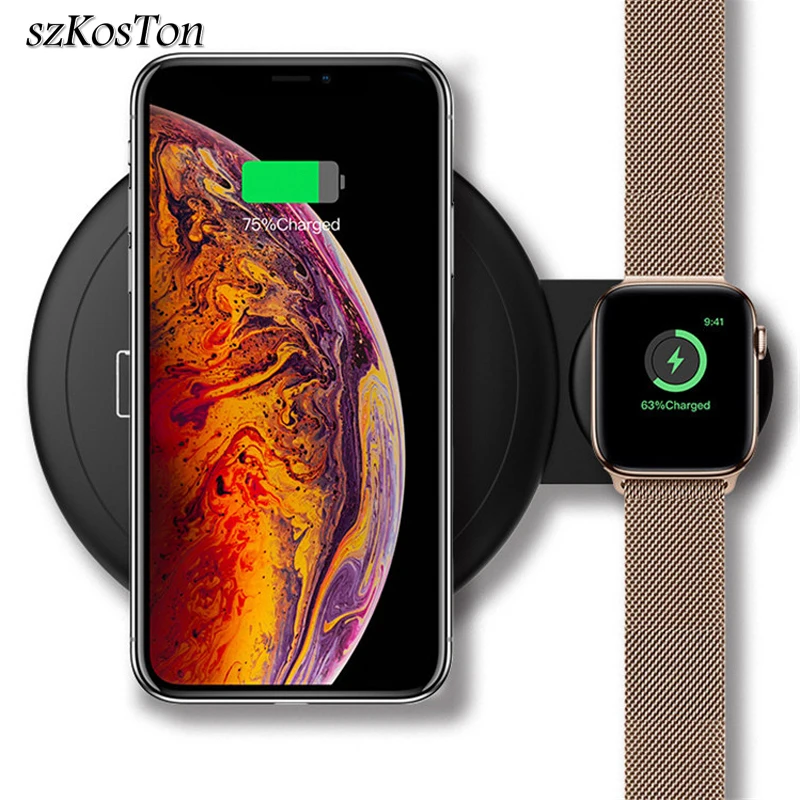 

Fast Wireless Charger For Samsung iPhone X XS Max XR 8 QI Wireless Charging pad For Apple Watch 4 3 2 Dual Cargador inalambrico
