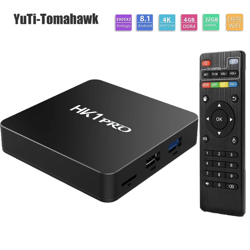 HK1 PRO Android 8 1 Smart TV BOX Amlogic S905X2 LPDDR4 Четырехъядерный 4 ГБ 32 2 ГГц и 5 Wifi BT 100 м 4K