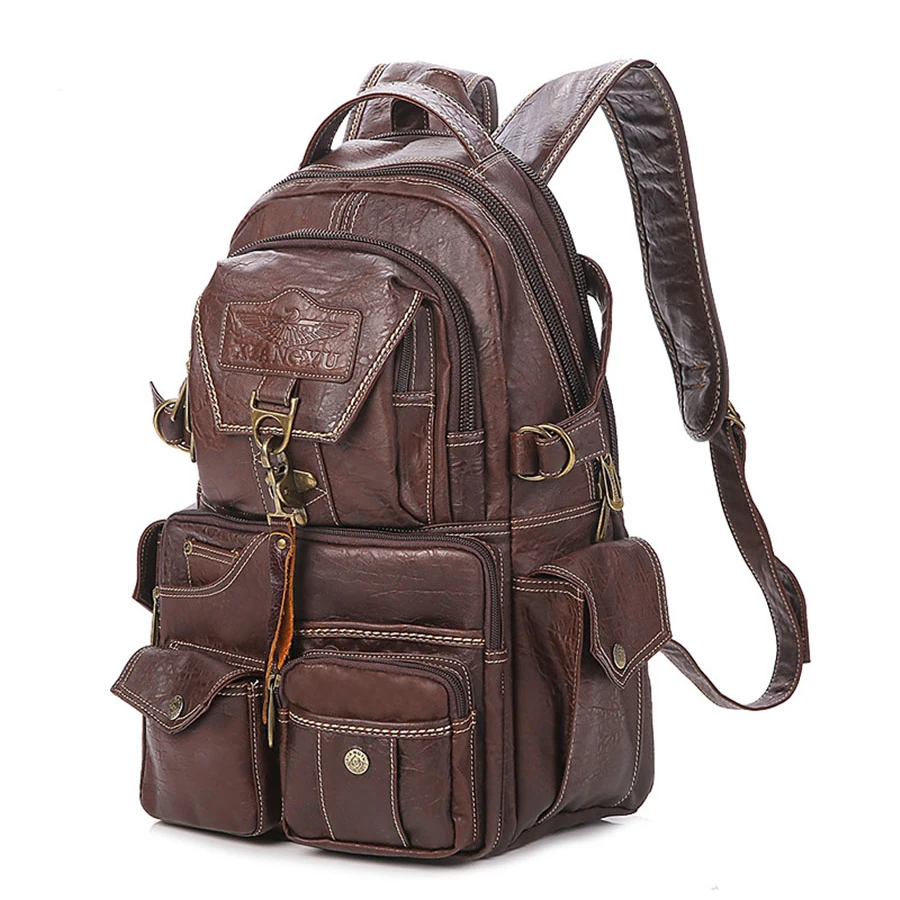 

2018 New Large Capacity PVC Material College Vintage Shoulder Women Backpack Students Travel Computer Leather Bag Mochilas
