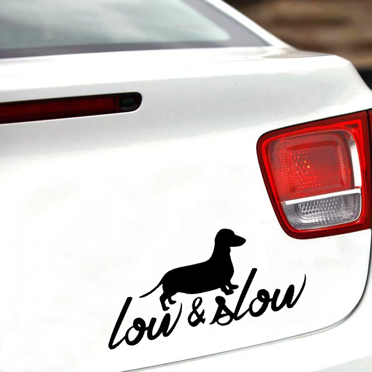 

14.5cm*6.5cm Low & Slow Animal Personality Dachshund Fashion Vinyl Hobby Car Bumper Car Sticker