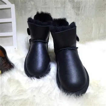 

2019 Women Boots Snow Boots Genuine Sheepskin Leather Fashion Ankle Boots 100% Natural Fur Warm Wool Winter Boots Shoes