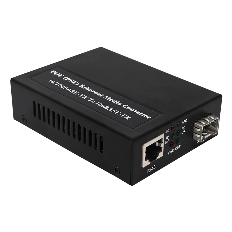 POE (PSE) Ethernet медиа-конвертер 10/100Base-TX до 100Base-FX