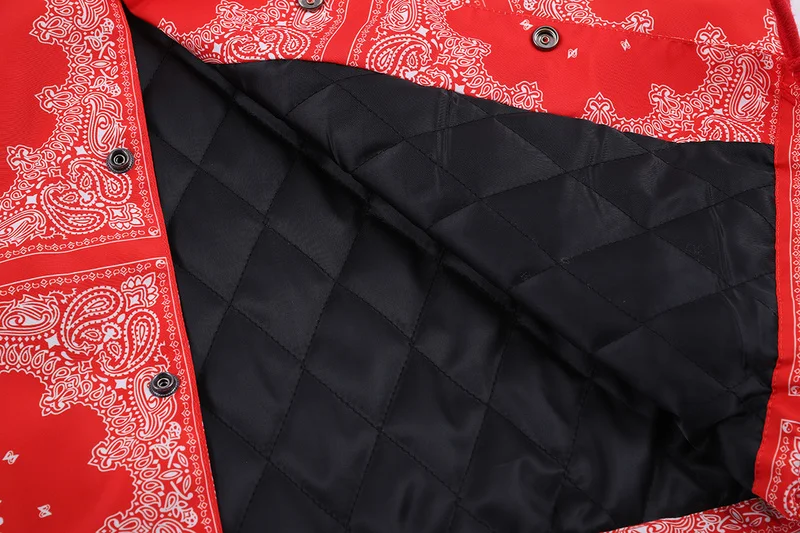 2018fw Hiphop Letter Embroidery Bandanna Printed Women Men Cotton Padded Jacket Coat Men Streetwear Winter Jacket