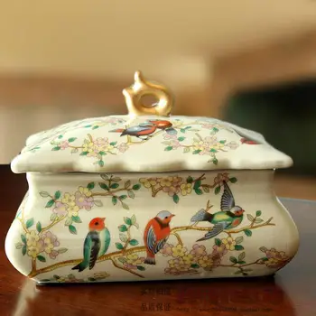 

European style retro ceramic jewelry box jewelry box jewelry crack flower bedroom Chinese Home Furnishing ornaments