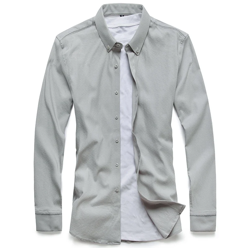 

2018 High Quality Men Shirts Long Sleeve Autumn Slim Fit Shirts Male Korean Casual Men's Dress Shirts Men Clothing Brand M-5XL
