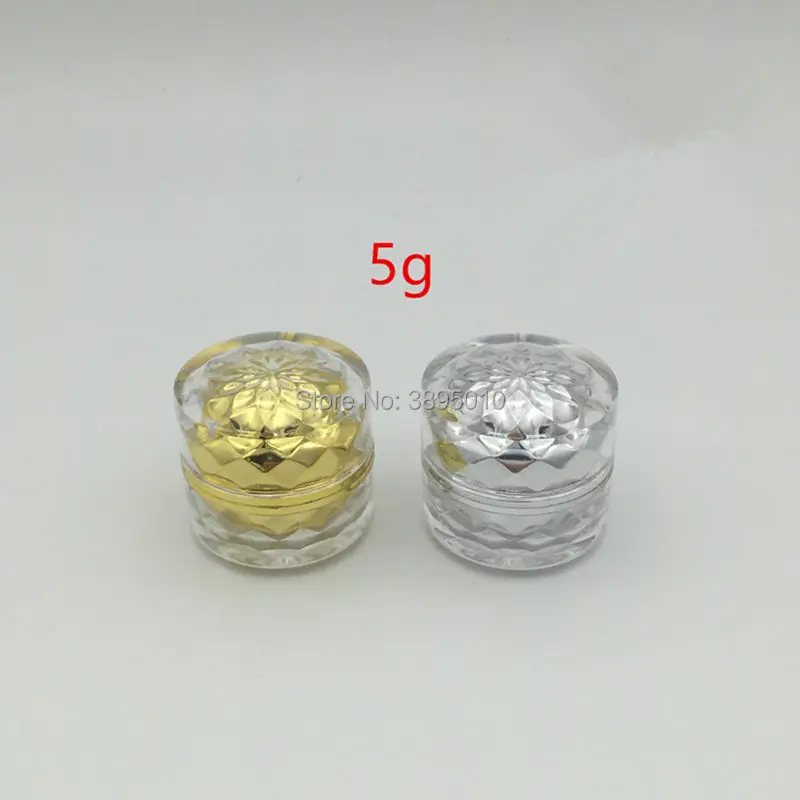 

5g Gold/Silver Acrylic cream jar,Lotion Mask Refillable Bottles,Cosmetic Packaging Cosmetic Jar Nail powder F553