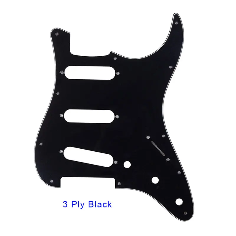 Pleroo гитарные части Strat guitar ra накладки с 11 винтами для Fender 62 'Stratocaster стандарт SSS ST гитарные царапины пластины - Цвет: 3 ply black