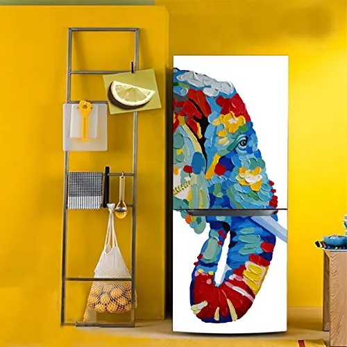 

DIY oilpainting style elephant Waterproof SelfAdhesive Refrigerator Sticker Door Cover Wallpaper wall sticker poster