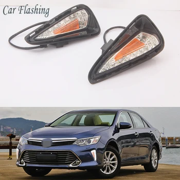 

Car Flashing 1 set LED For Toyota Camry 2015 2016 2017 LED DRL Daytime driving Running Light DRL Daylight Fog Lamp cover hole