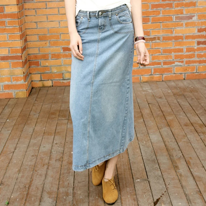 long denim skirts online