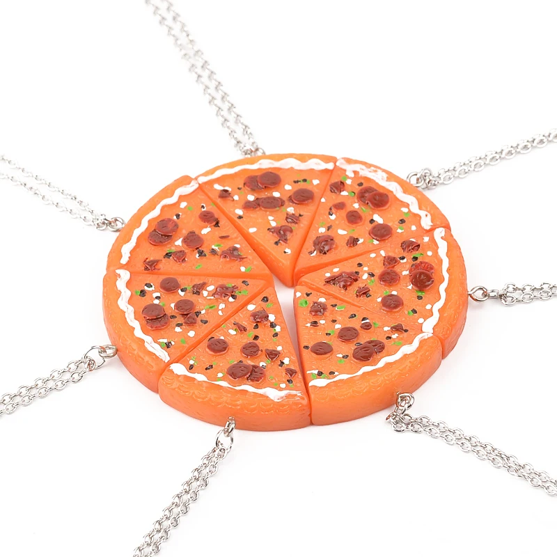 

Food Pizza BFF Necklace for 7 Vintage Orange Best Friends Necklace Gift For bestfriends families Necklaces Friendship Jewelry