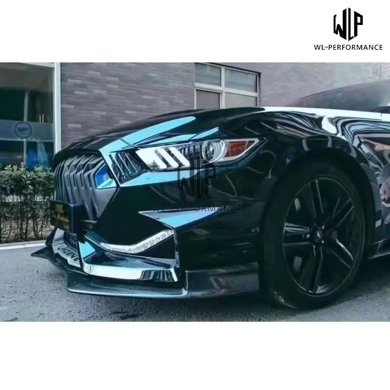 Высокое качество FRP Неокрашенный автомобильный комплект кузова переднего бампера из углеродного волокна для передней губы для Ford Mustang Limgene one's body kit 15-18