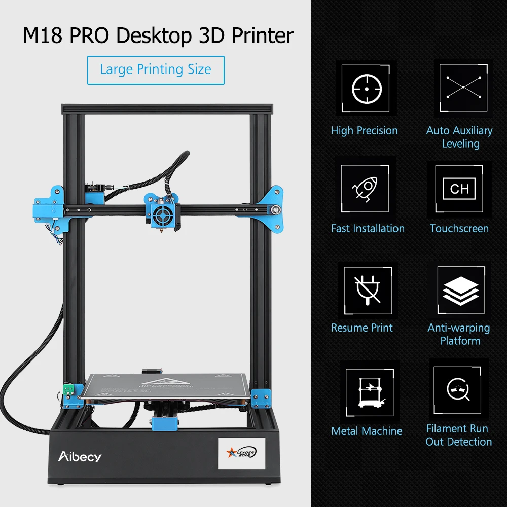 M18 Pro настольный 3d принтер, Набор для творчества, 300*300*400 мм, размер печати, автоматическое вспомогательное выравнивание, печать, печать, экран 3,5 дюйма