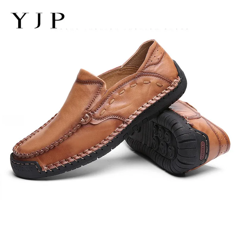 

Genuine Leather Men Casual Shoes Men's Driving Shoes Loafers Fashion Handmade Soft Breathable Flats Slip on Plus Size