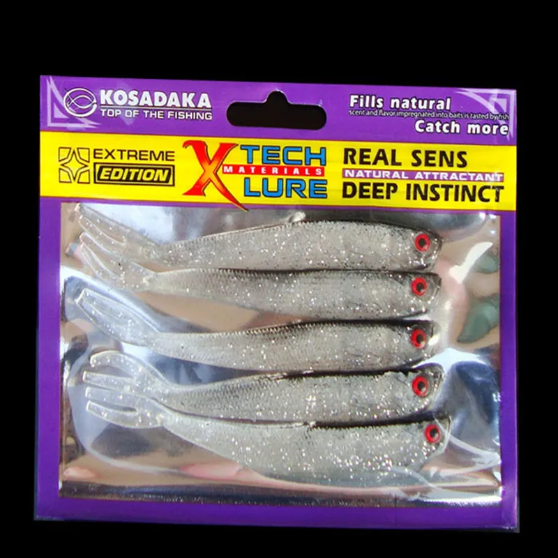 5PC/lot Soft Lure Silicone Shad Tiddler Bait Fluke Worm Fish Fishing