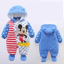 Bébé Hiver Barboteuse 2016 Nouvelle Marque de Haute Qualité de Bande Dessinée Coton Épaissir Chaud Infantile Bebe Salopette Nouveau-Né Bébé Garçon Fille Vêtements