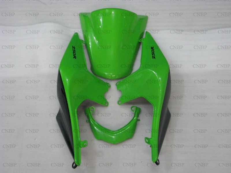 Пластиковые обтекатели для Kawasaki Zx250r 2008 2014 Обтекатели 2013 EX250 2010 зеленый черный