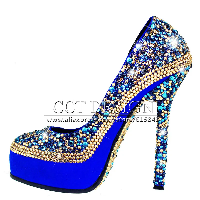 Something White Wedding Shoes Customized Sparkly Royal Blue High Something White Wedding Shoes Customized Sparkly Royal Blue High Heels Platform Party Evening Italian And Bag Set In Women S Pumps From On