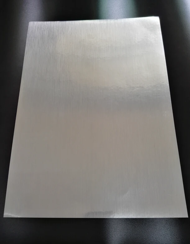 Upgrade quality A4 blank glossy BRUSHED SILVER sticker label paper for