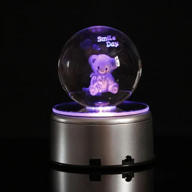 Colorful LED Night Light Crystal Ball Music Box Music Box for Children