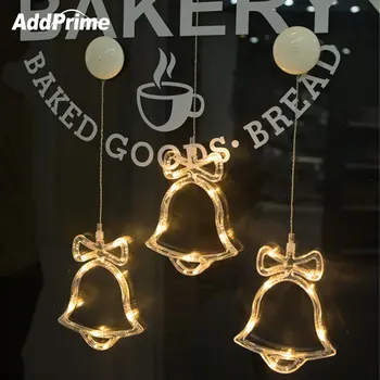 

3Pcs LED Christmas Decorative Lamp New Year's Day Holiday Light Deer /Bell /Stars/Angel/Xmas Tree Shape Glass Window Sucker Lamp
