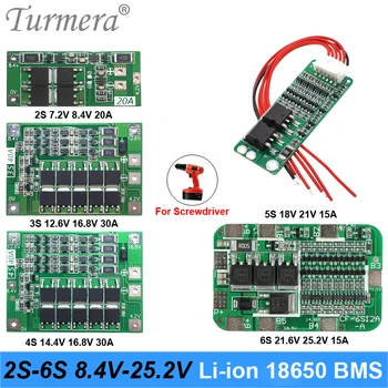 

Turmera 2S 3S 4S 5S 6S Li-ion Lithium Battery 18650 Charger PCB BMS Protection Board For screwdriver battery Lipo Cell Module ma