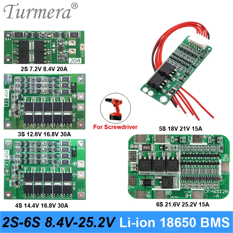 Turmera 2S 3S 4S 6S литий-ионная литиевая батарея 18650 зарядное устройство для отвертки Lipo