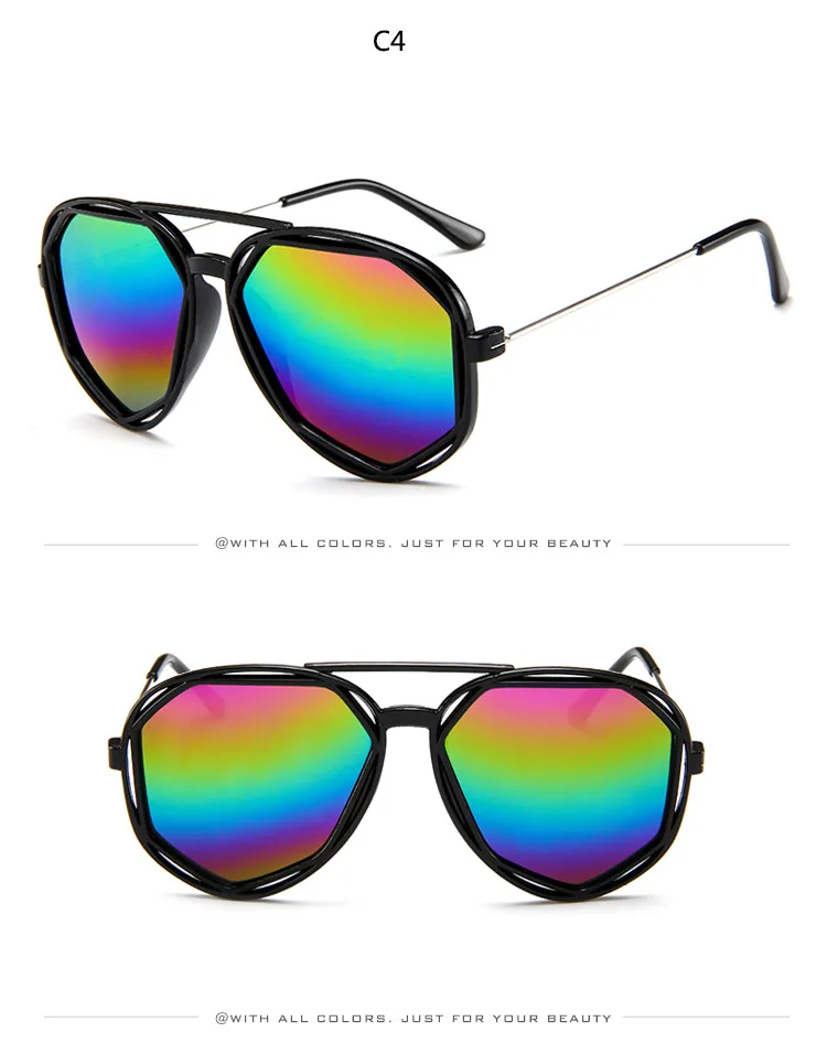 Новинка, модные квадратные детские солнцезащитные очки для мальчиков и девочек, детские защитные солнцезащитные очки, UV400 зеркальные вечерние очки - Цвет линз: c4