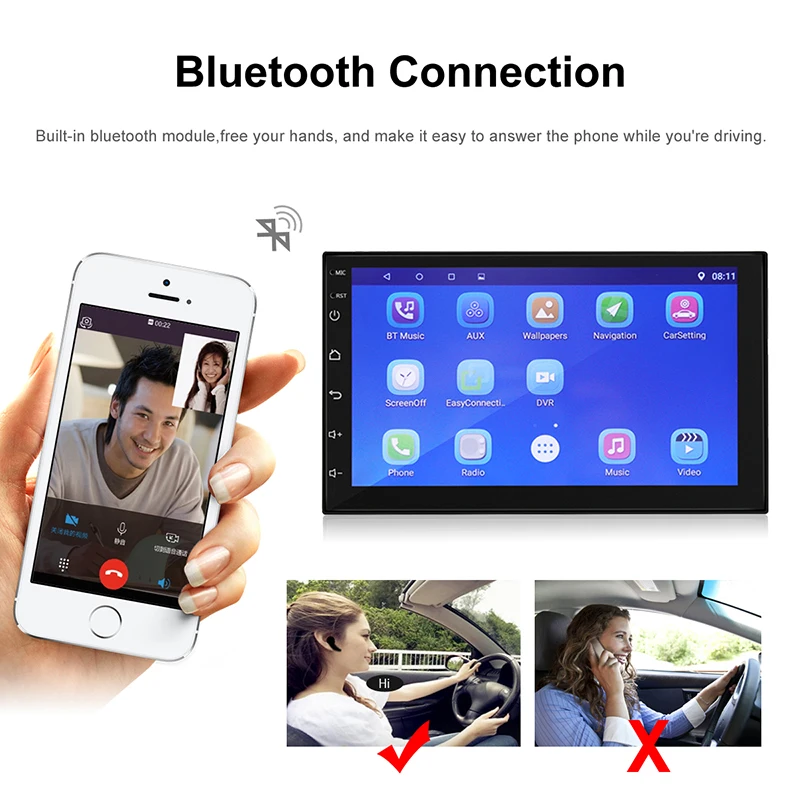 Авторадио Android Центральный Multimidia Мультимедиа gps Зеркало Ссылка WiFi 2Din 2 Din 7