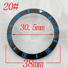 38 мм черный керамический Безель синий цифровой знак тика для мужчин/женщин часы с большим циферблатом