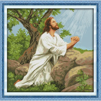 

Stamped Cross Stitch Praying Jesus Beside The Tree 11 count 79cm X77cm 14CT counted cross-stitching embroidery portrait religion