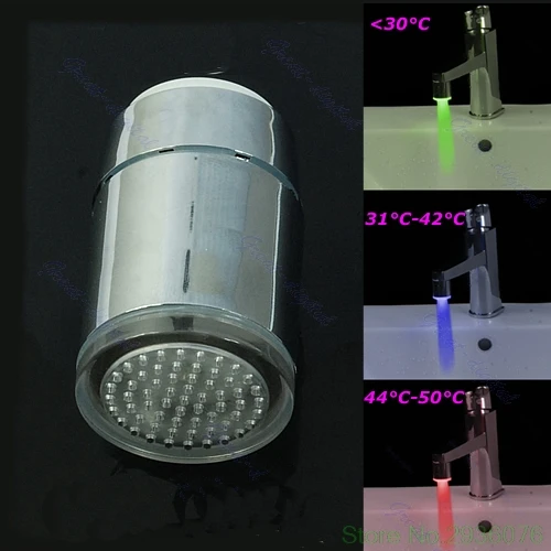 

New 3 Color LED Glow Bathroom Sink Basin Faucet Water Temperature Sensor Light Tap Drop Ship 11