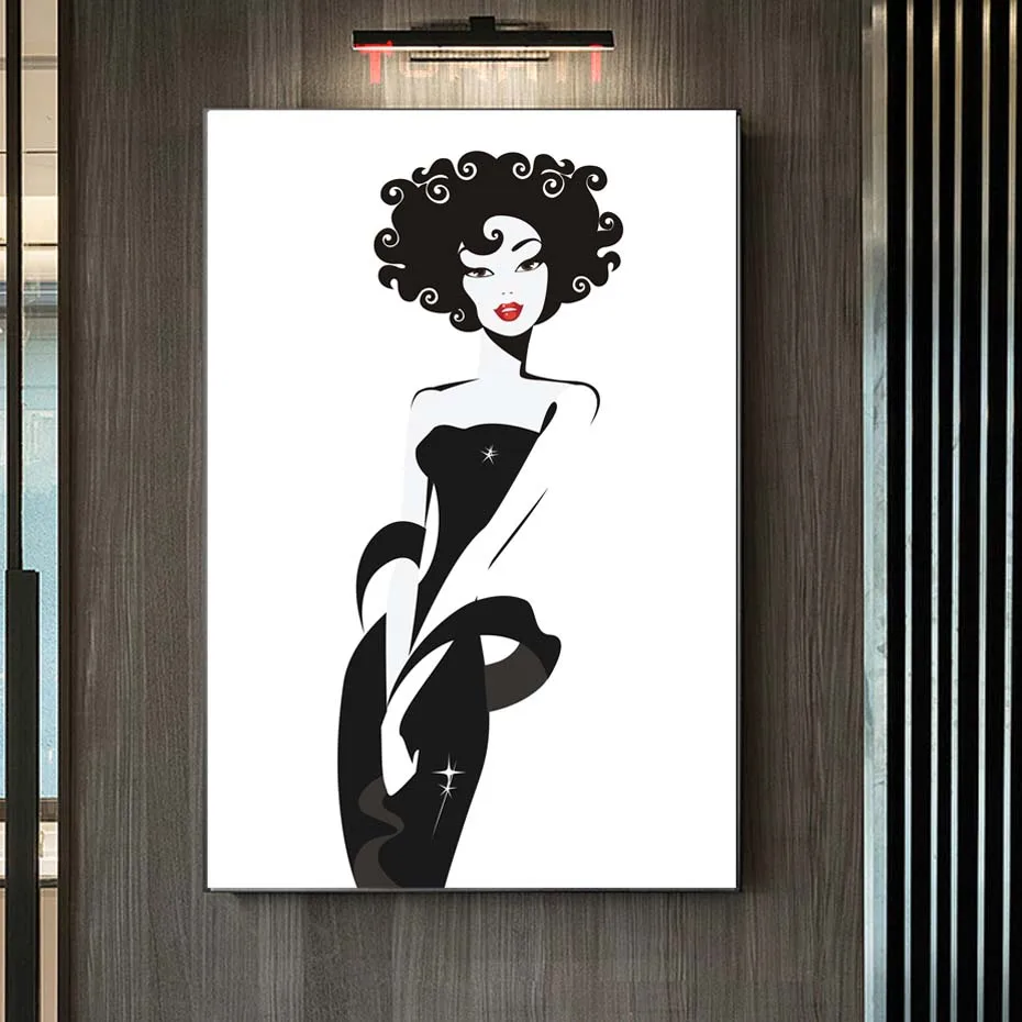 Fashion Modern Vogue Sex Lady Black White Poster&Prints Canvas Painting For Girl Women Bedroom Wall Art Mural Picture Home Decor (3)