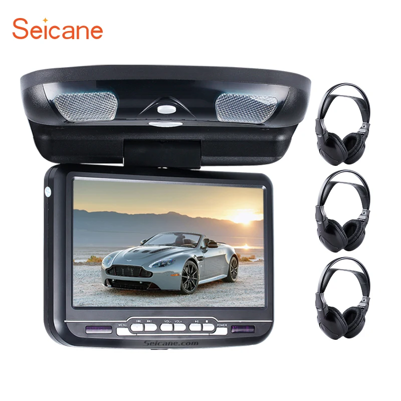 Seicane9 inch Car Roof Mounted Monitor LED Digital Screen DVD Player