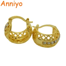 Женские серьги anniyo цвета золота, стразы, модные ювелирные изделия, серьги-гвоздики для девушек#203506