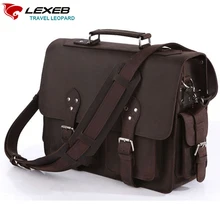 LEXEB Brand Vintage Men’s Briefcases Solid Genuine Leather Bag 15.6 Inch Laptop High Quality Business Men Casual Tote Brown